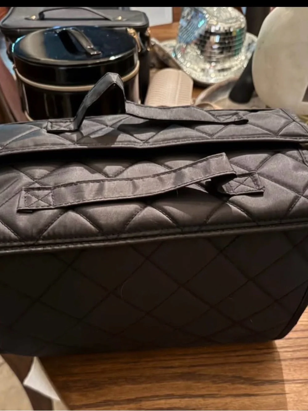 New Quilted Black Travel large removable sections